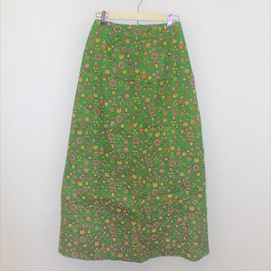 Slavic flower print full-length skirt